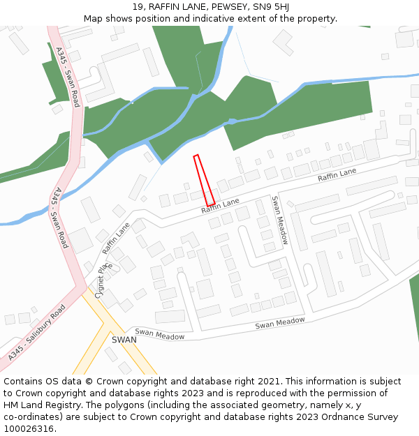 19, RAFFIN LANE, PEWSEY, SN9 5HJ: Location map and indicative extent of plot