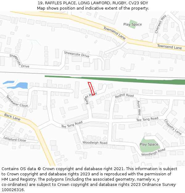 19, RAFFLES PLACE, LONG LAWFORD, RUGBY, CV23 9DY: Location map and indicative extent of plot