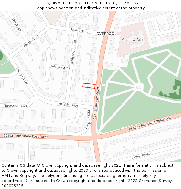 19, RIVACRE ROAD, ELLESMERE PORT, CH66 1LG: Location map and indicative extent of plot