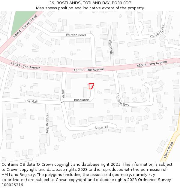 19, ROSELANDS, TOTLAND BAY, PO39 0DB: Location map and indicative extent of plot