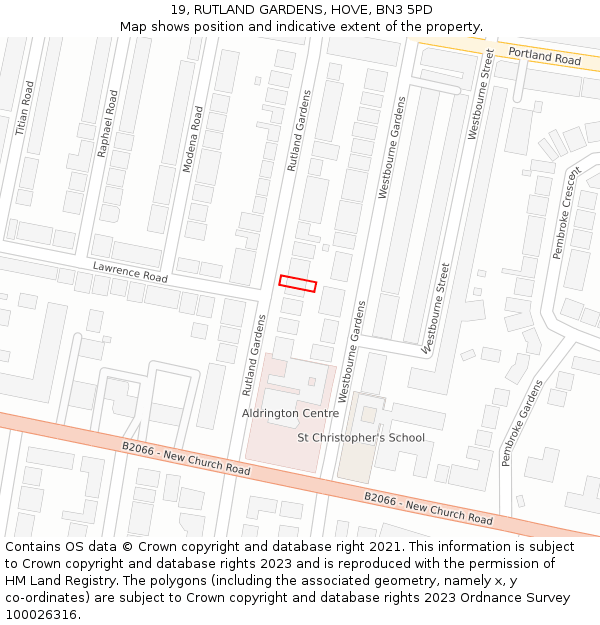 19, RUTLAND GARDENS, HOVE, BN3 5PD: Location map and indicative extent of plot