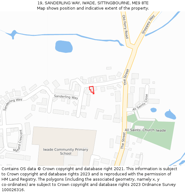 19, SANDERLING WAY, IWADE, SITTINGBOURNE, ME9 8TE: Location map and indicative extent of plot