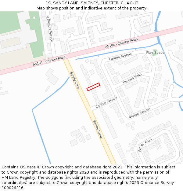 19, SANDY LANE, SALTNEY, CHESTER, CH4 8UB: Location map and indicative extent of plot