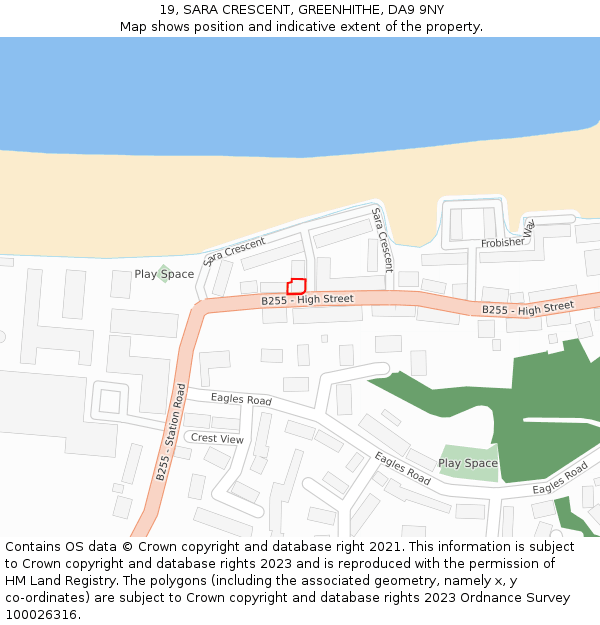 19, SARA CRESCENT, GREENHITHE, DA9 9NY: Location map and indicative extent of plot