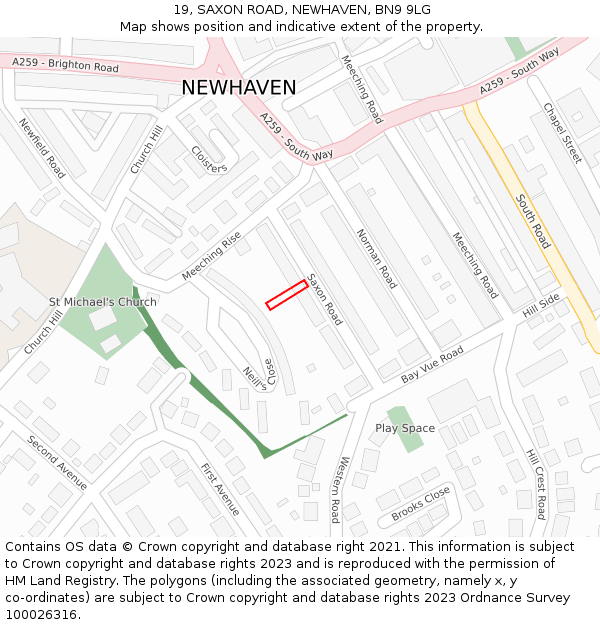 19, SAXON ROAD, NEWHAVEN, BN9 9LG: Location map and indicative extent of plot