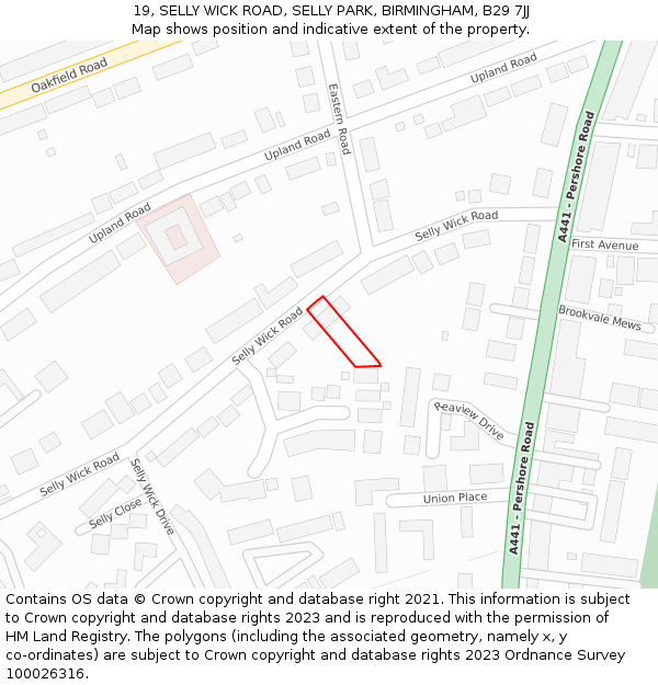 19, SELLY WICK ROAD, SELLY PARK, BIRMINGHAM, B29 7JJ: Location map and indicative extent of plot