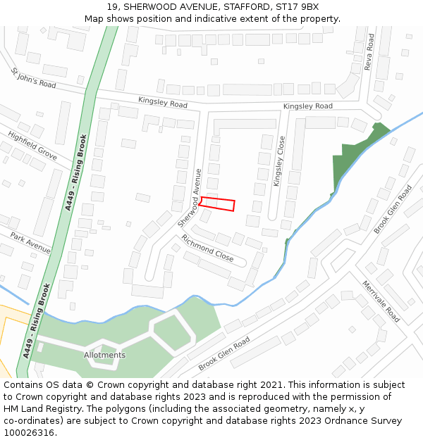 19, SHERWOOD AVENUE, STAFFORD, ST17 9BX: Location map and indicative extent of plot