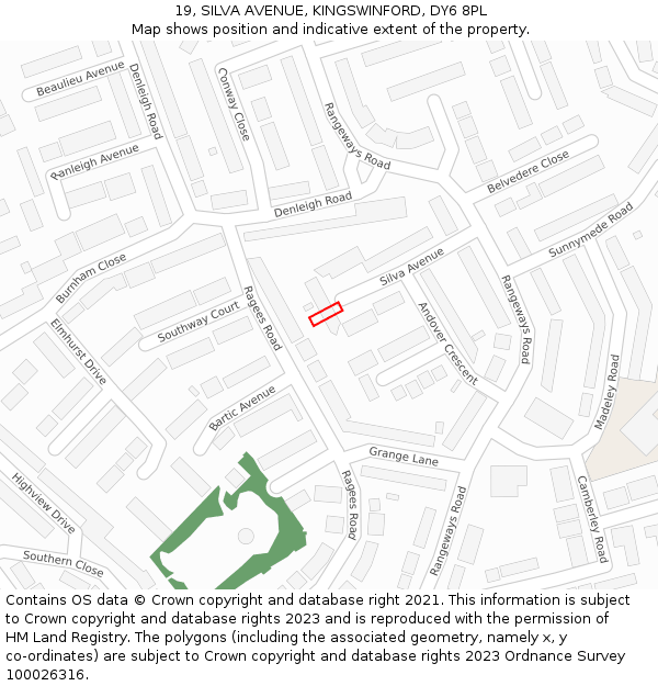 19, SILVA AVENUE, KINGSWINFORD, DY6 8PL: Location map and indicative extent of plot