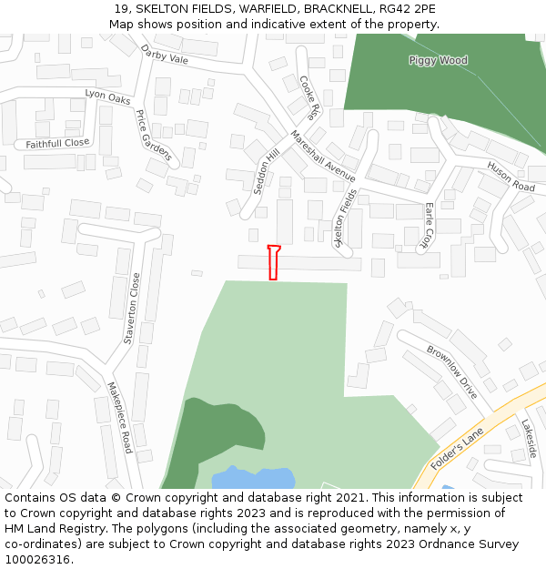 19, SKELTON FIELDS, WARFIELD, BRACKNELL, RG42 2PE: Location map and indicative extent of plot