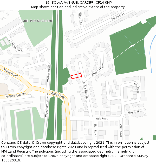 19, SOLVA AVENUE, CARDIFF, CF14 0NP: Location map and indicative extent of plot