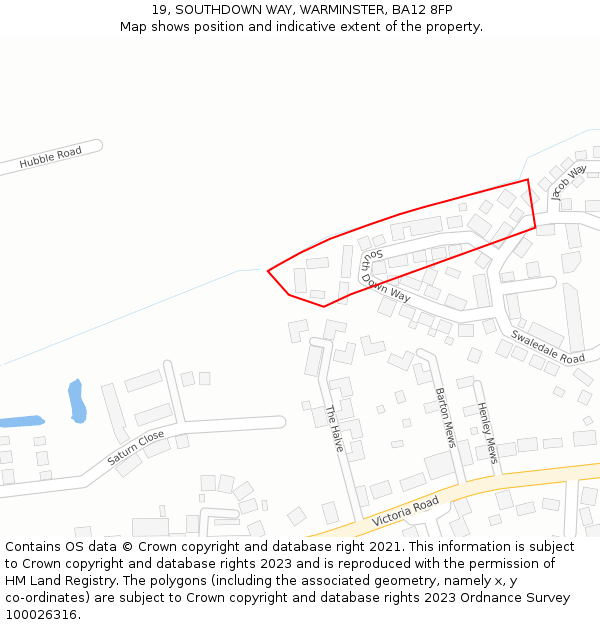19, SOUTHDOWN WAY, WARMINSTER, BA12 8FP: Location map and indicative extent of plot