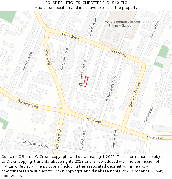 19, SPIRE HEIGHTS, CHESTERFIELD, S40 4TG: Location map and indicative extent of plot