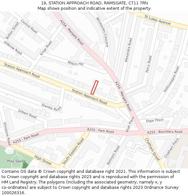 19, STATION APPROACH ROAD, RAMSGATE, CT11 7RN: Location map and indicative extent of plot