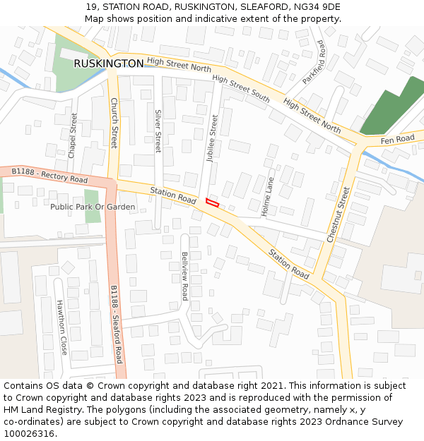 19, STATION ROAD, RUSKINGTON, SLEAFORD, NG34 9DE: Location map and indicative extent of plot