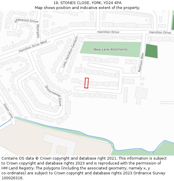 19, STONES CLOSE, YORK, YO24 4PA: Location map and indicative extent of plot