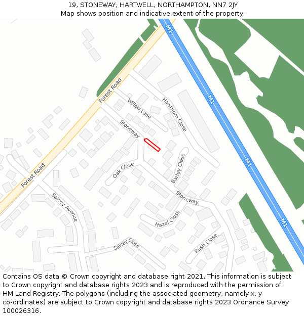 19, STONEWAY, HARTWELL, NORTHAMPTON, NN7 2JY: Location map and indicative extent of plot