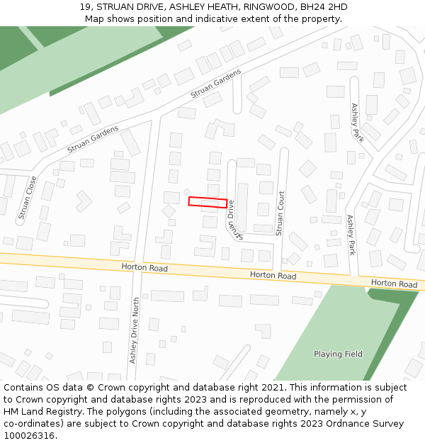 19, STRUAN DRIVE, ASHLEY HEATH, RINGWOOD, BH24 2HD: Location map and indicative extent of plot