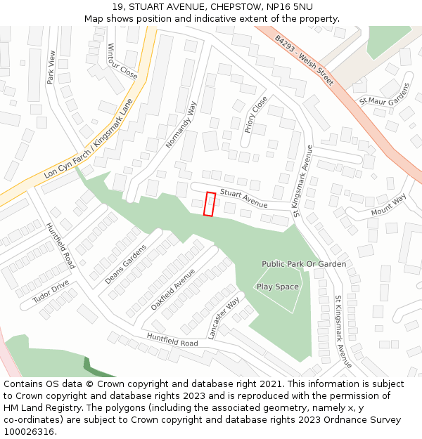 19, STUART AVENUE, CHEPSTOW, NP16 5NU: Location map and indicative extent of plot