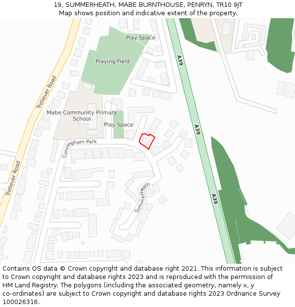19, SUMMERHEATH, MABE BURNTHOUSE, PENRYN, TR10 9JT: Location map and indicative extent of plot