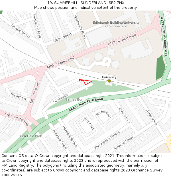 19, SUMMERHILL, SUNDERLAND, SR2 7NX: Location map and indicative extent of plot