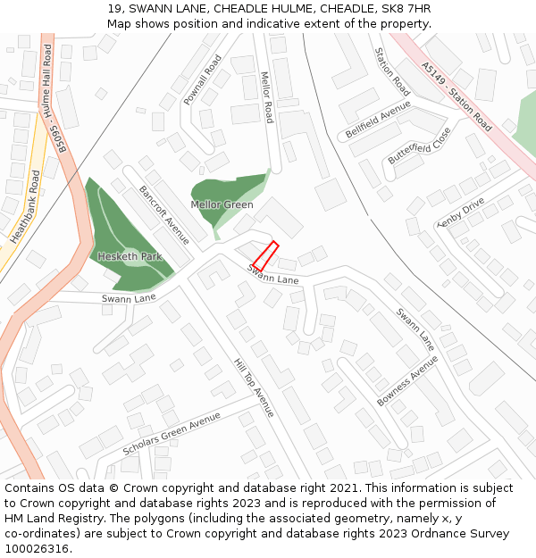 19, SWANN LANE, CHEADLE HULME, CHEADLE, SK8 7HR: Location map and indicative extent of plot