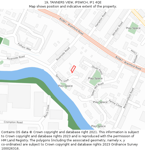 19, TANNERS VIEW, IPSWICH, IP1 4QE: Location map and indicative extent of plot