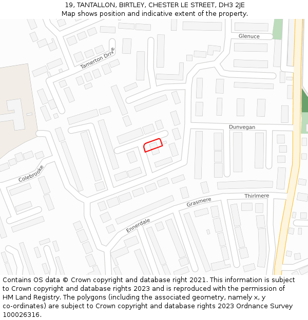 19, TANTALLON, BIRTLEY, CHESTER LE STREET, DH3 2JE: Location map and indicative extent of plot