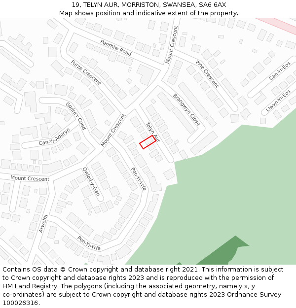 19, TELYN AUR, MORRISTON, SWANSEA, SA6 6AX: Location map and indicative extent of plot