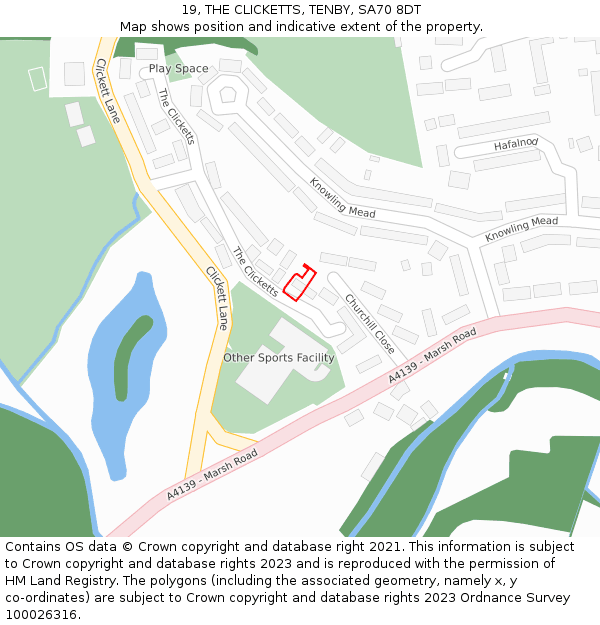 19, THE CLICKETTS, TENBY, SA70 8DT: Location map and indicative extent of plot