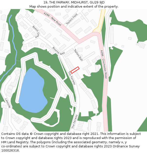 19, THE FAIRWAY, MIDHURST, GU29 9JD: Location map and indicative extent of plot