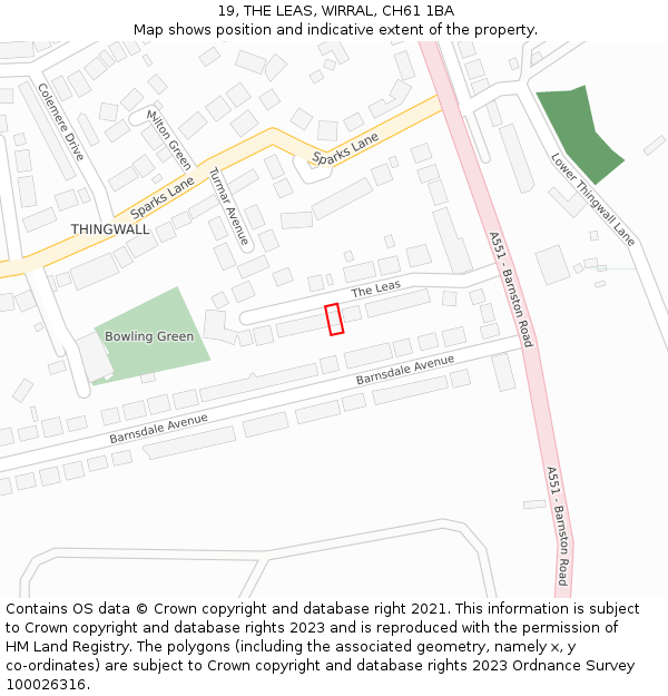 19, THE LEAS, WIRRAL, CH61 1BA: Location map and indicative extent of plot