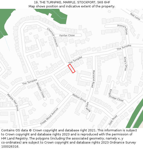 19, THE TURNPIKE, MARPLE, STOCKPORT, SK6 6HF: Location map and indicative extent of plot