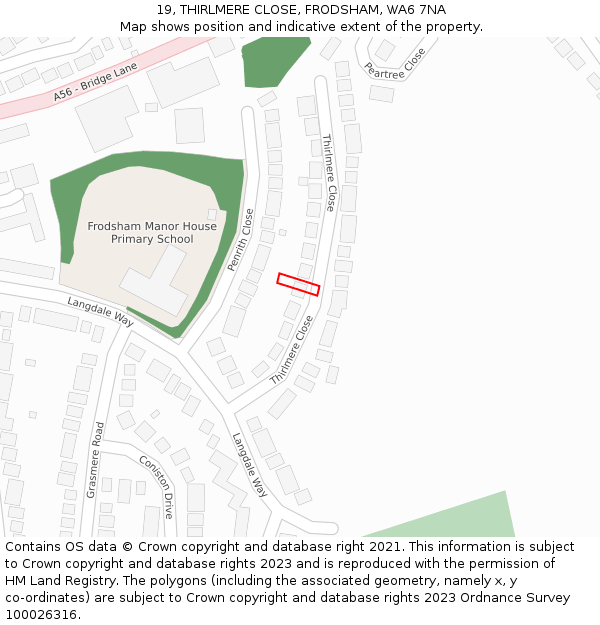 19, THIRLMERE CLOSE, FRODSHAM, WA6 7NA: Location map and indicative extent of plot