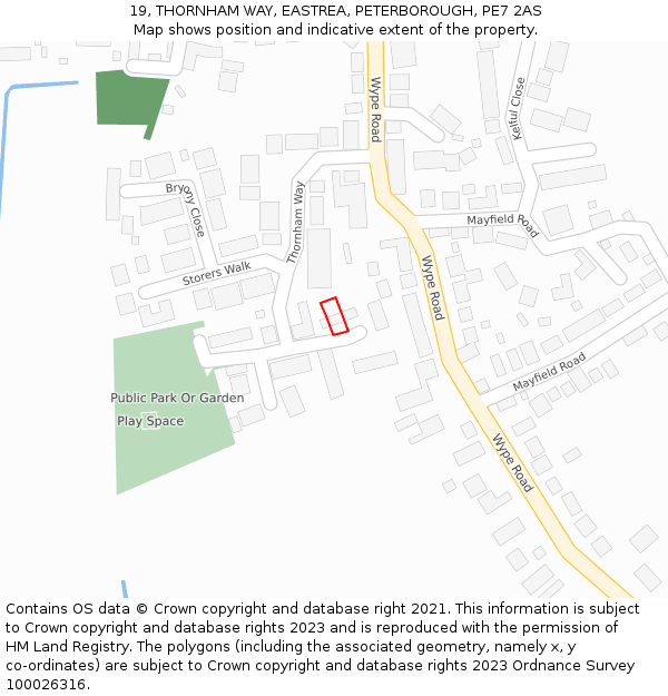 19, THORNHAM WAY, EASTREA, PETERBOROUGH, PE7 2AS: Location map and indicative extent of plot