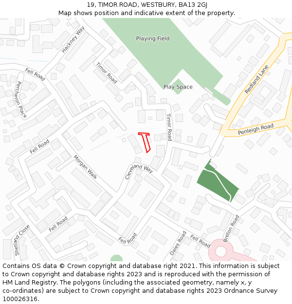 19, TIMOR ROAD, WESTBURY, BA13 2GJ: Location map and indicative extent of plot