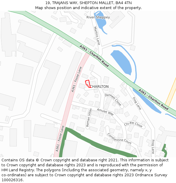19, TRAJANS WAY, SHEPTON MALLET, BA4 4TN: Location map and indicative extent of plot