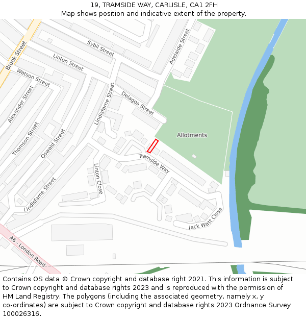 19, TRAMSIDE WAY, CARLISLE, CA1 2FH: Location map and indicative extent of plot