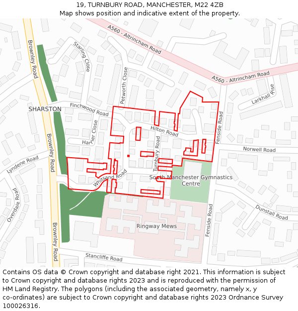 19, TURNBURY ROAD, MANCHESTER, M22 4ZB: Location map and indicative extent of plot