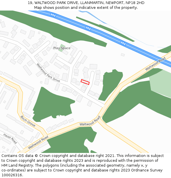 19, WALTWOOD PARK DRIVE, LLANMARTIN, NEWPORT, NP18 2HD: Location map and indicative extent of plot