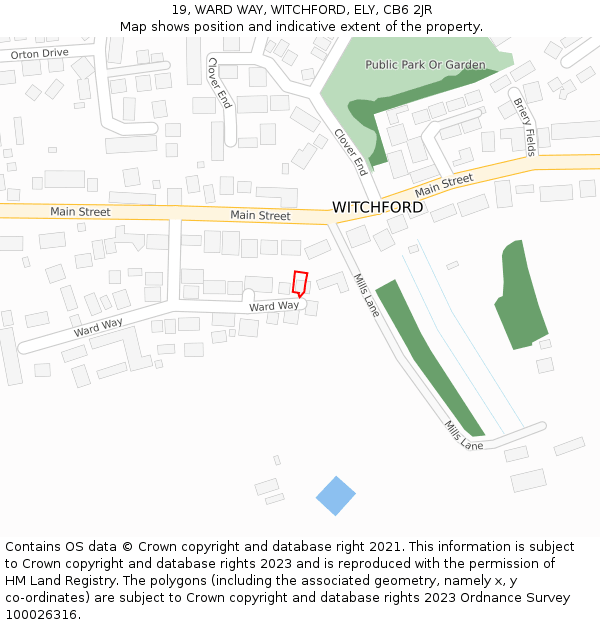 19, WARD WAY, WITCHFORD, ELY, CB6 2JR: Location map and indicative extent of plot