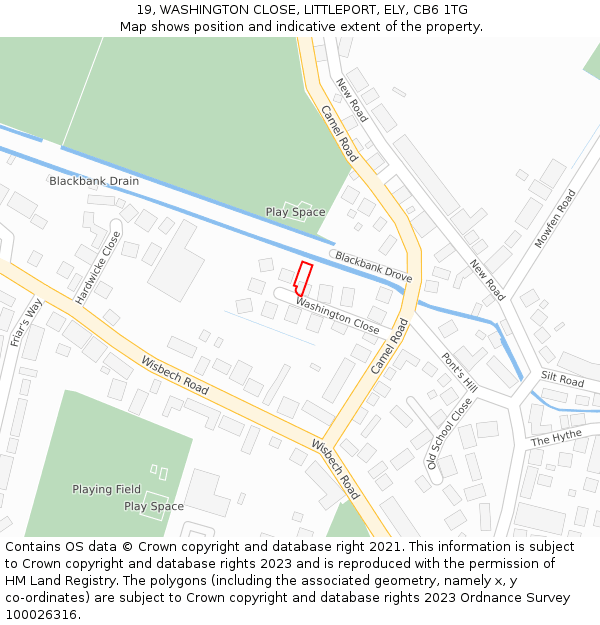 19, WASHINGTON CLOSE, LITTLEPORT, ELY, CB6 1TG: Location map and indicative extent of plot