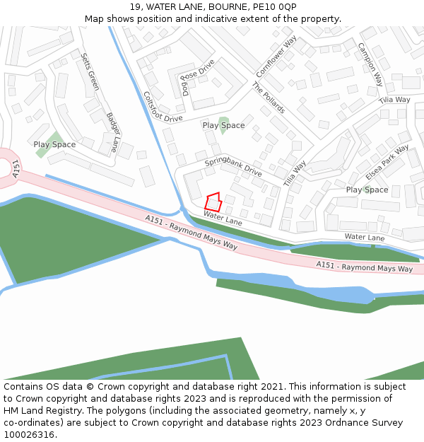 19, WATER LANE, BOURNE, PE10 0QP: Location map and indicative extent of plot