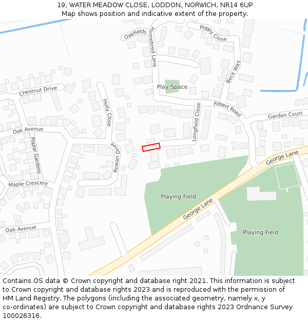 19, WATER MEADOW CLOSE, LODDON, NORWICH, NR14 6UP: Location map and indicative extent of plot