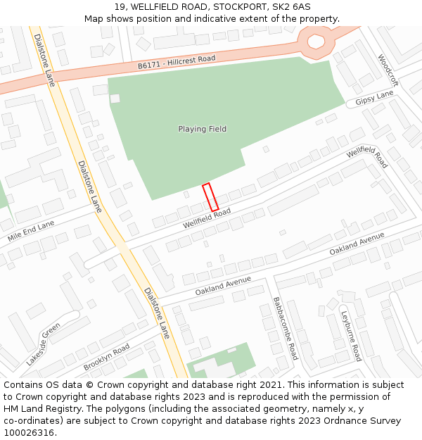 19, WELLFIELD ROAD, STOCKPORT, SK2 6AS: Location map and indicative extent of plot
