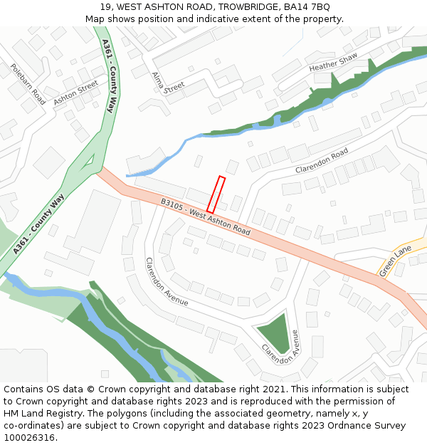 19, WEST ASHTON ROAD, TROWBRIDGE, BA14 7BQ: Location map and indicative extent of plot