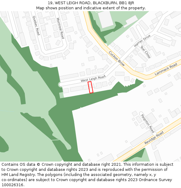 19, WEST LEIGH ROAD, BLACKBURN, BB1 8JR: Location map and indicative extent of plot