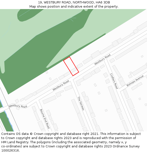 19, WESTBURY ROAD, NORTHWOOD, HA6 3DB: Location map and indicative extent of plot