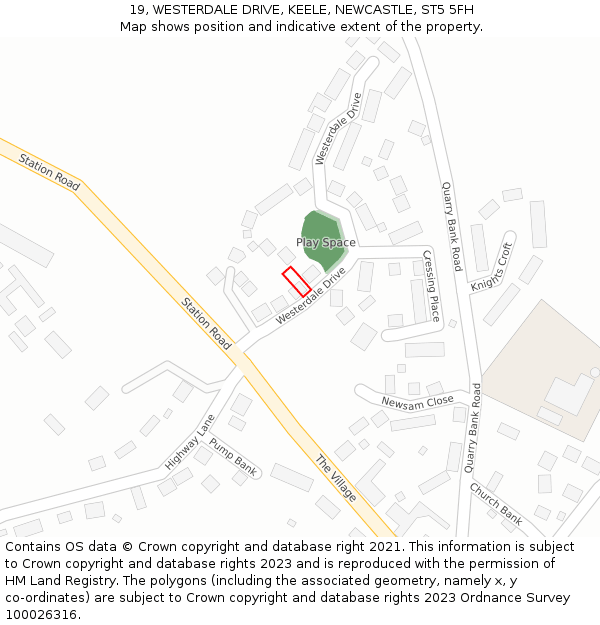 19, WESTERDALE DRIVE, KEELE, NEWCASTLE, ST5 5FH: Location map and indicative extent of plot