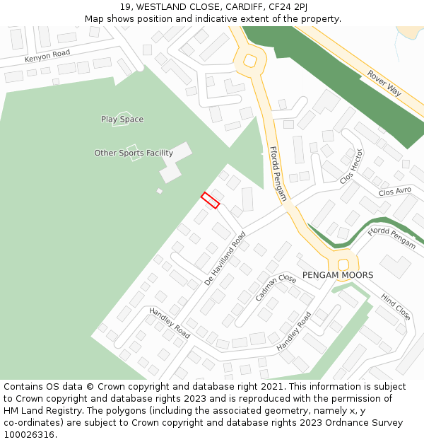 19, WESTLAND CLOSE, CARDIFF, CF24 2PJ: Location map and indicative extent of plot