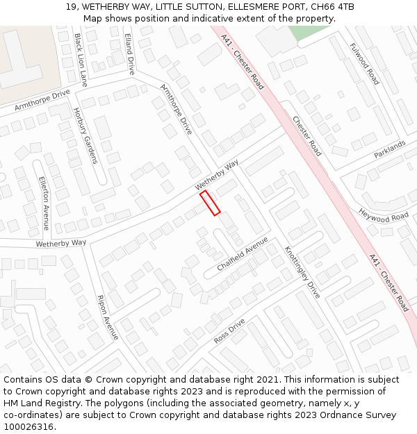 19, WETHERBY WAY, LITTLE SUTTON, ELLESMERE PORT, CH66 4TB: Location map and indicative extent of plot